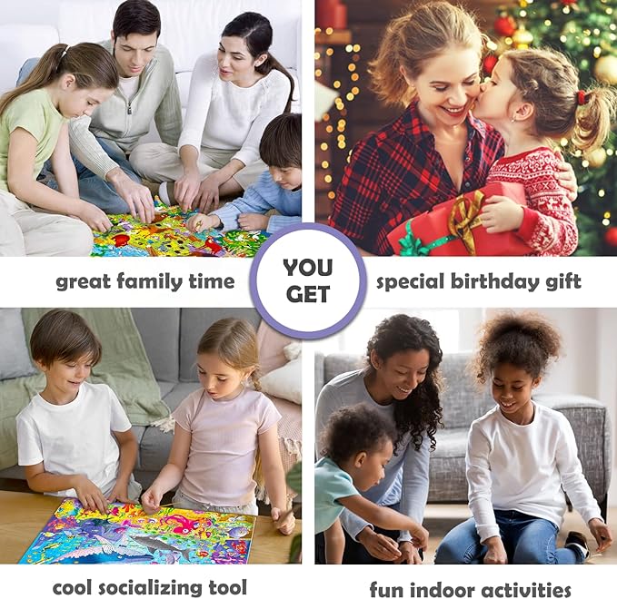 QUOKKA 300 Pieces Puzzles for Kids Ages 8-10 - 3X Set Floor Jigsaw Puzzles - Toy for Learning Ocean & Vimel & Bugs for 10-12 Year Old – Jigsaw Educational Game Gift for Boys and Girls