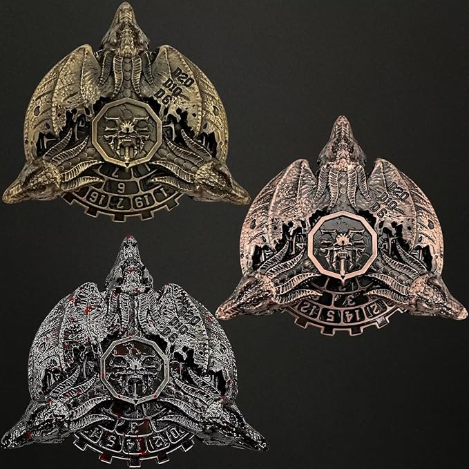 Metal Dragon Dice Set DND Unique Roulette Dice, D4,D6, D8, D10, D12,D20,D% 7-in-1 Metal dice, Perfect for D&D Dungeons and Dragons, RPG and Pathfinder Role Playing Games(Blood)