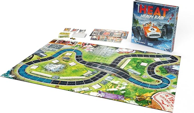 Heat: Heavy Rain Board Game Expansion - New Japan & Mexico Tracks! Intense Car Racing Strategy Game, Fun Family Game for Kids & Adults, Ages 10+, 1-7 Players, 60 Min Playtime, Made by Days of Wonder