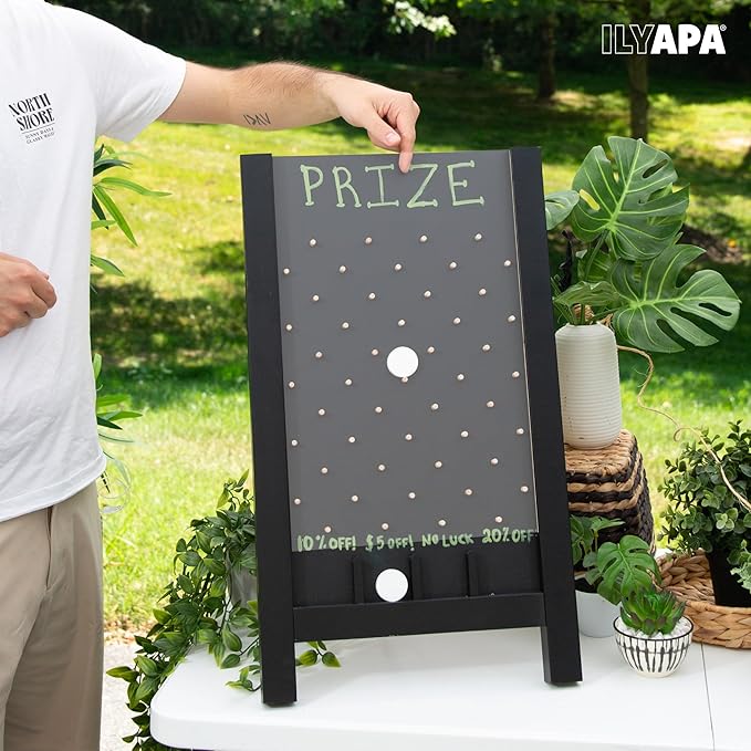 Ilyapa Board - Large Portable Prize Drop Game for Events and Trade Show - 14 x 24 Inch Wooden Sign Penny Drop Game - Chalk, Magnetic Eraser