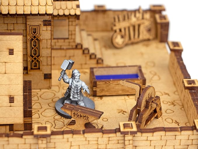 TowerRex Dwarven Forge D&D Terrain, Tabletop Buildings, Modular Battle Mat Grid, DND Accessories, Props for Dungeons & Dragons, Pathfinder, Warhammer, Wargaming Scenery for 25mm 32mm 28mm Miniatures