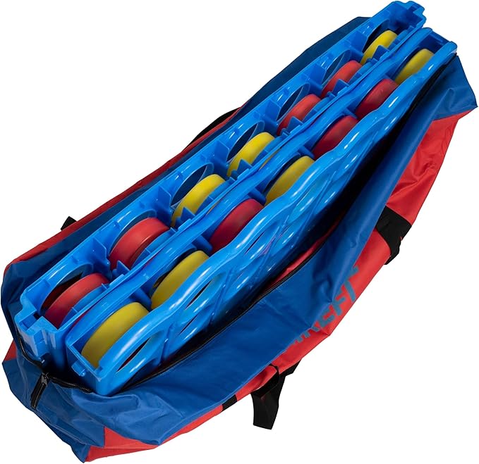 Oversized 4 in a Row Connect Game+Waterproof Carry Bag,Included-4 ft X 3.5 ft Tall,4-to-Score Jumbo with 44 Pieces Rings&Drink Holder,48โ Super Size-Indoor&Outdoor Giant 4 Game for Kids&Adults
