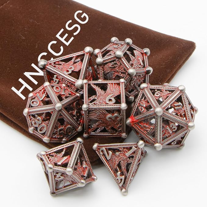 DND Dice - 7pc 3D Eagle Design Metal Bloody Dice Set for Dungeons and Dragons, D&D Gift