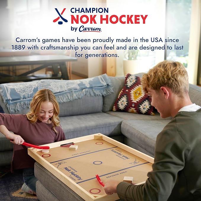 Carrom Champion Nok Hockey Game (Standard Size) — Wooden Board Games for Adults & Children — Indoor and Outdoor Games for Family — Sports Board Games