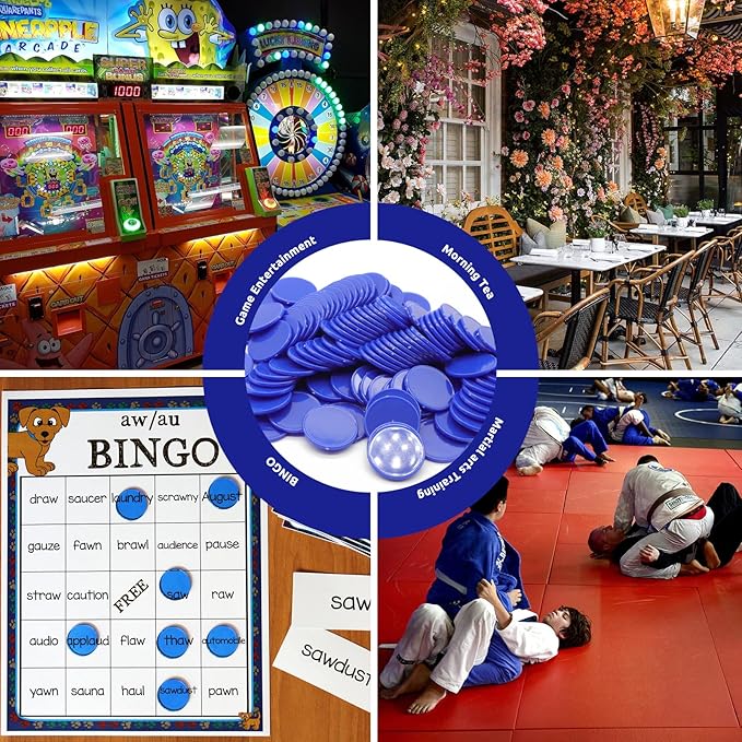 Set of 100 Opaque Plastic Learning Counters Mini Poker Chips Game Tokens with Storage Box (Blue, 1 Inch)