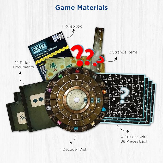 EXIT: The Deserted Lighthouse (With Jigsaw Puzzle) | Exit: The Game - A Kosmos Game | Family-Friendly, Jigsaw Puzzle-Based at-Home Escape Room Experience for 1 to 4 Players, Ages 12+