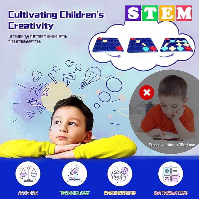 Logical Road Builder, STEM Board Games Brain Teaser, Kids Puzzle Games Educational Montessori Toys, Large Board Games Birthday Gifts for 4 5 6 7 Year Old Preschool Boys Girls