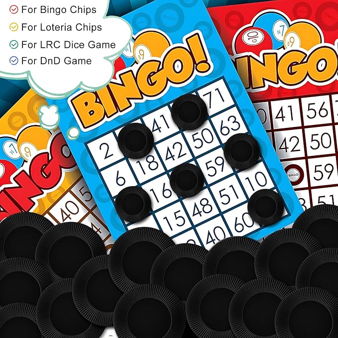 Coopay 1000 Pieces Plastic Poker Chips, Bingo Chips Bulk Learning Counters Disks Poker Card Game, Counting Markers for Math Practice, Game Tokens and Teaching Rewards, 25 mm/ 1 Inch (Black)