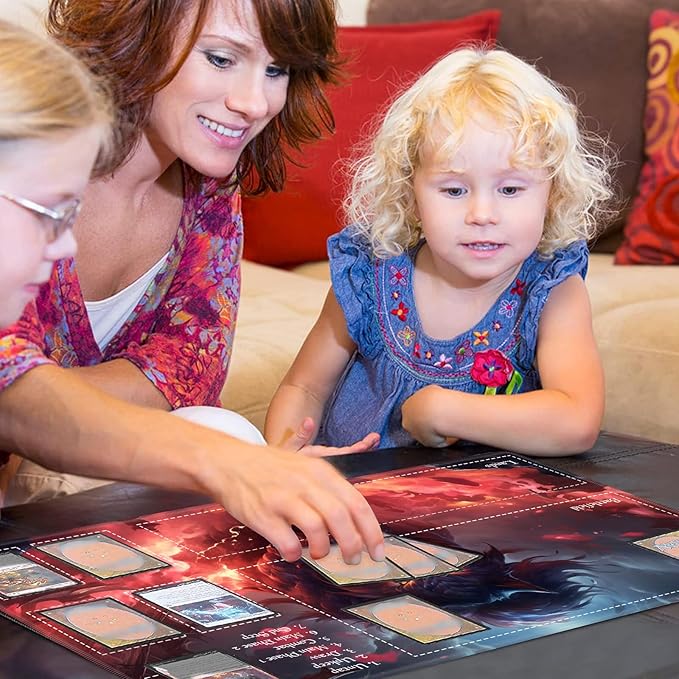 Playmat with Zones for MTG Card Game Playing, Game Mats Tabletop Magic Play Mats 24"x14" Commander Deck Gaming Desk Duel Mat Card Gameplay Mats for Beginner, Cat Demon