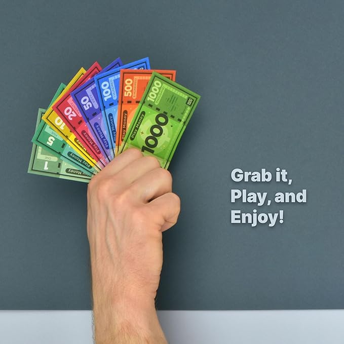 Queensell Play Money Suitable for Monopoly Board Game – 480 pcs of 60 Each Bill Denomination – Double Sides Printing Paper Money for Pretend Play Cashier - 480 pcs