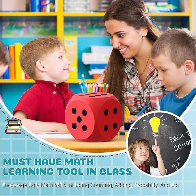 Shappy 6 Inches Foam Dice Fun Filled Large Educational Toy Kawaii Giant Dice Decorative Eva Foam Jumbo Cube Big Square Building Blocks for Game Nights Learning Sessions(Red,1 Pc)