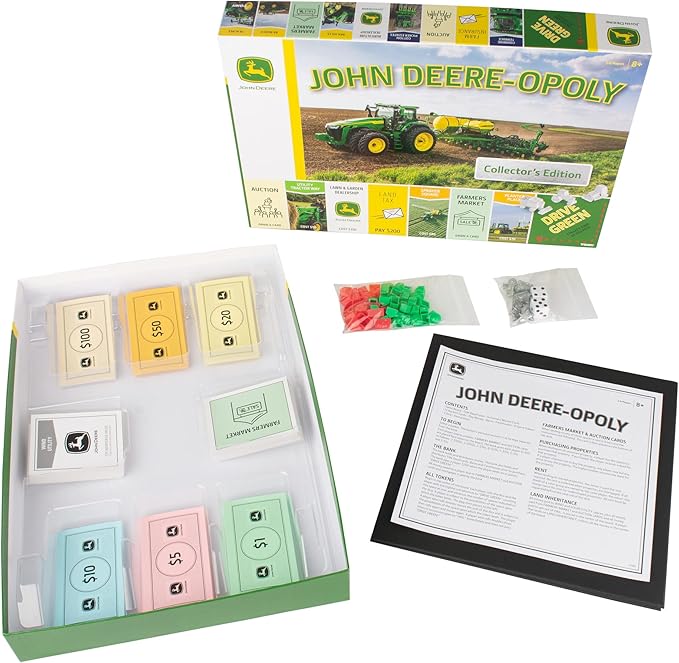 John Deere-opoly Kids Board Game - Cooperative Farming Games for Kids - Classic Board Games for Family Game Night - Tractor Themed Board Game - Farm Games Ages 8 Years and Up