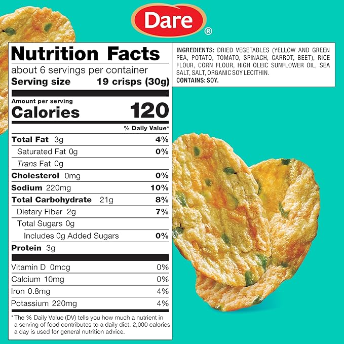 Breton Veggie Crisps Sea Salt (Pack of 12) - Popped not Fried Crisps, Made with Real Vegetables, Light and Crispy Gluten Free Chips, Snacks for School, Lunch Box and More, 12x6oz