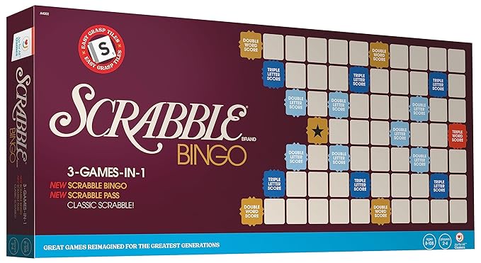 Joy for All Senior Word Games - Classic Scrabble & Bingo - Easy to Read & Grip - Board Games for Elderly Adults, Orange