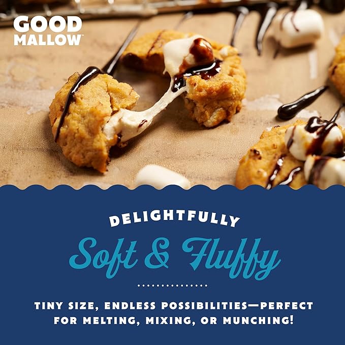 GoodMallow Mini Vegan Marshmallows - Kosher Halal Dairy & Gluten Free Healthy Mini Marshmallows - Natural Gelatin Free for Hot Chocolate, Smores, Campfire, Baking - Non-Artificial