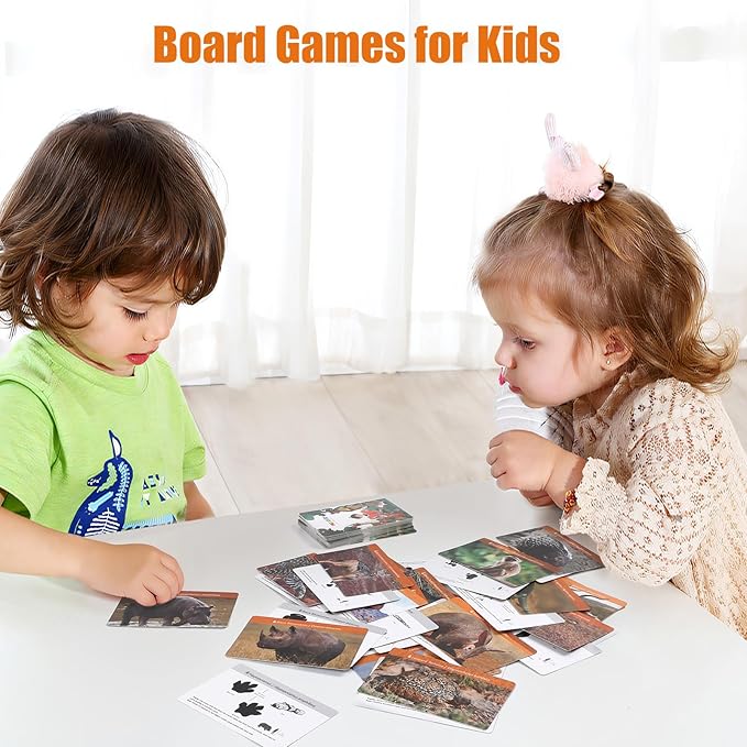 MEROCO Safari Animal Tracks Cards Game,Animal Flash Cards,Animal Tracks Matching Game,Kids Science Learning Educational Toys Homeschool Preschool Autism Learning Materials