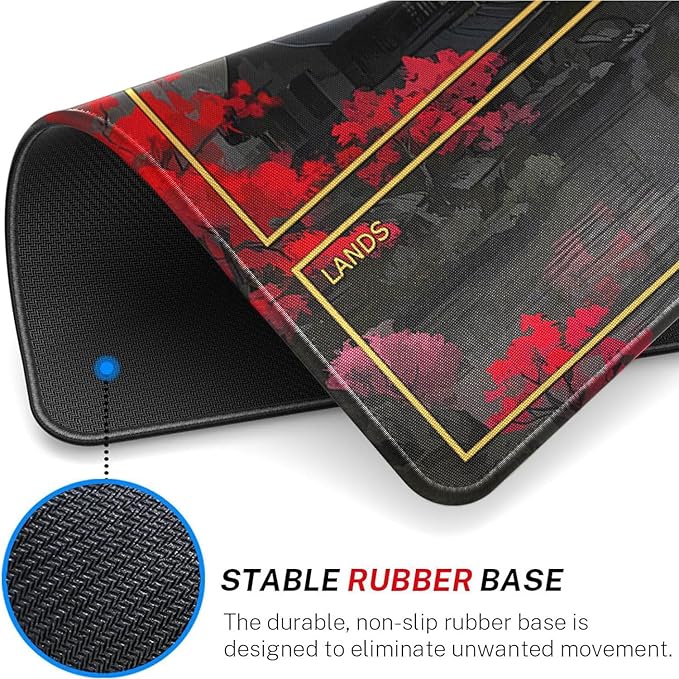 MTG Playmat Stitched Edges, Game Play Mat for MTG TCG 24 x 14 inches Trading Card Inked Game Playmats with Storage Bag Smooth Rubber Surface Battle