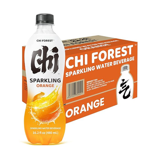 CHI FOREST Flavored Sparkling Water Beverage, Orange, 16.2 fl oz Bottles (pack of 15)