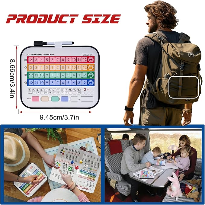 ASUTIIBO Replacement Score Cards Set for Qwixx๏ผIncludes 2 Game Boards๏ผ6 Game Dice,2 Dice Game Score Sheets and 1 Game Manual