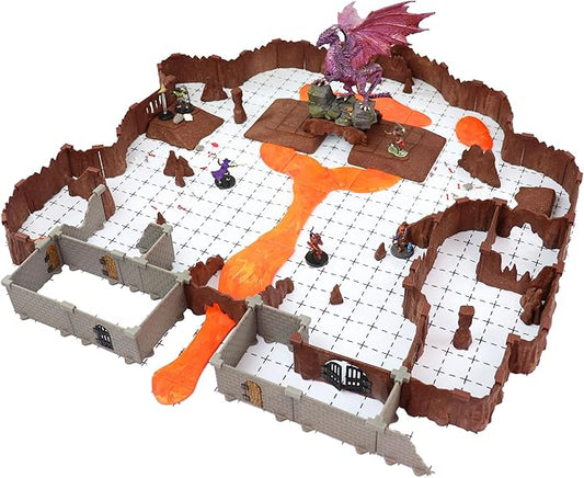 Dragon's Lair Adventure Set - Mini Dungeon Castle Cavern DND Terrain for Tabletop RPGs, Dungeons & Dragons, Pathfinder, War Gaming, and More! - by DCD (123+pcs, 4sqft)