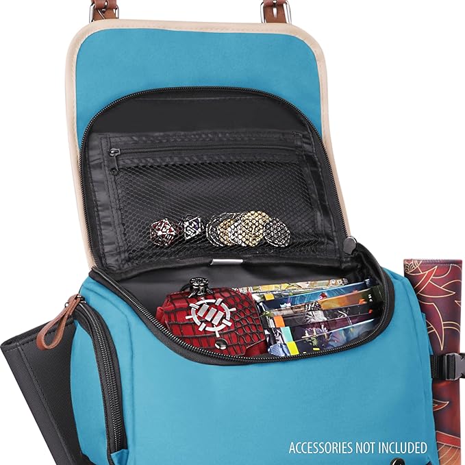 ENHANCE Designer Edition TCG Backpack - MTG Deck Bag Card Binder Space, TCG Deck Box Storage, MTG Playmat Holder - Card Storage Compatible with Magic the Gathering, Pokemon, Lorcana (Canvas Blue)
