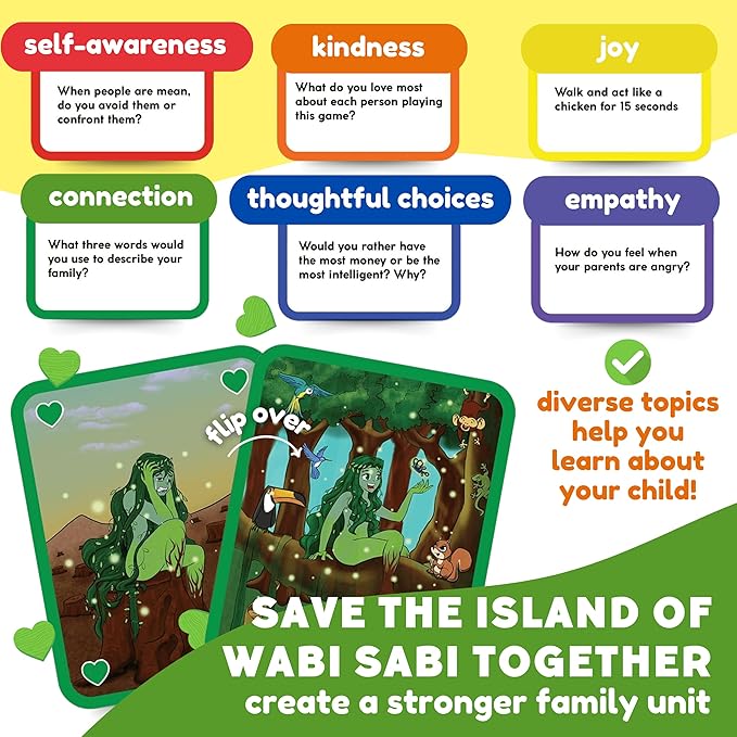 The Fidget Game Saving Wabi Sabi -130 Fun Conversation Cards & Challenges for Families, Non-Competitive Team Game, Fidgets & Questions for Family Game Night - Ideal for Kids & Adults