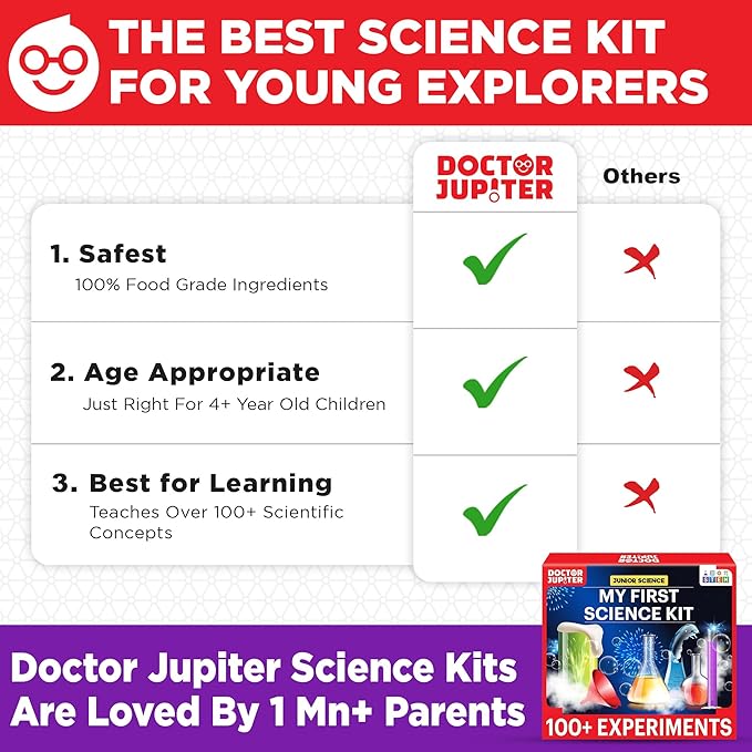 Doctor Jupiter My First Science Kit for Kids Ages 4-5-6-7-8| Birthday Gift Ideas for 4-8-12 Year Old Boys & Girls| Toy Stem Kit with 100+ Experiments| Learning & Educational, Preschool Activities