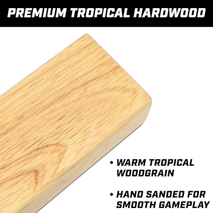 GoSports Giant Wooden Stacking Game - Stacks Up to 5 ft - Choose Brown Wood Stain, Gray, Natural, Stars & Stripes, or Tropical Hardwood - Toppling Tower