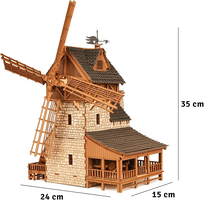 I BUILT IT Wooden Mill-Hybrid Medieval Windmill, Watermill, Blacksmith Workshop -3D Wooden Puzzles for Adults to Build - Engineering DIY Mechanical Model Kit,352PCS,Assembly Time 8H, Realistic