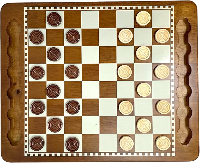 Regal Games Luxury Checkers Board Game for Adults & Kids - Classic Wooden Board Game Set with 24 Checkers Pieces - Travel and Portable Table Games (Ages 8+)