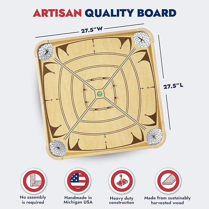 Carrom Board Game Set — Large Board Games for Adults & Children — Over 85 Board Games for Family Game Night — All in One Board Game Set