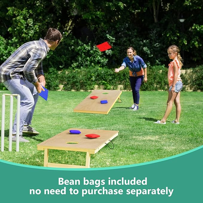 Cornhole Board Set, 4 ft x 2 ft Regulation Size Corn Hole Game Set for Adults with Set of 8 Corn Hole Toss Bags and Carrying Case