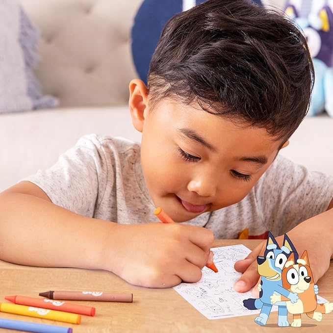 Bluey Imagination Case, 15 Games & Activities, Travel-Friendly Bluey Playset With Markers, Crayons, Balloons, Puppets & Games for 3 Year Olds, Fun Bluey Toys & Toddler Games, Bluey Party Decorations