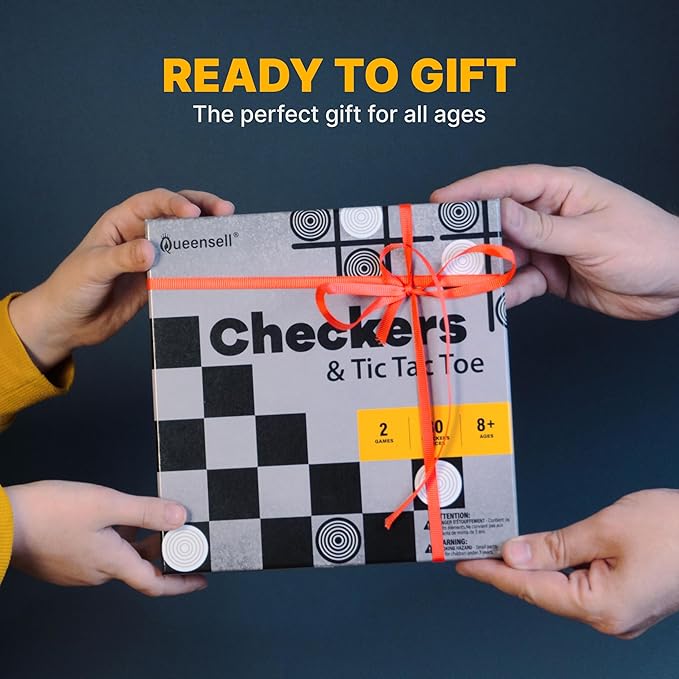 Checkers Board Game with 30 Checkers Pieces - Classic Board Game for Kids and Adults
