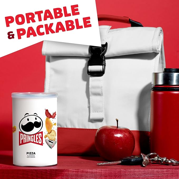 Pringles Potato Crisps Chips, Lunch Snacks, On-The-Go Snacks, Grab n' Go, Pizza (12 Cans)