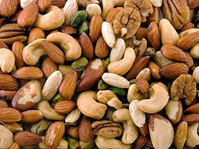 Farm Fresh Nuts DELUXE MIXED NUTS Roasted with the Healthy Himalayan Salt. - Oven Roasted without oil - featuring Almonds, Brazil Nuts, Cashews, Pecans, Pistachios. (24 Oz.)