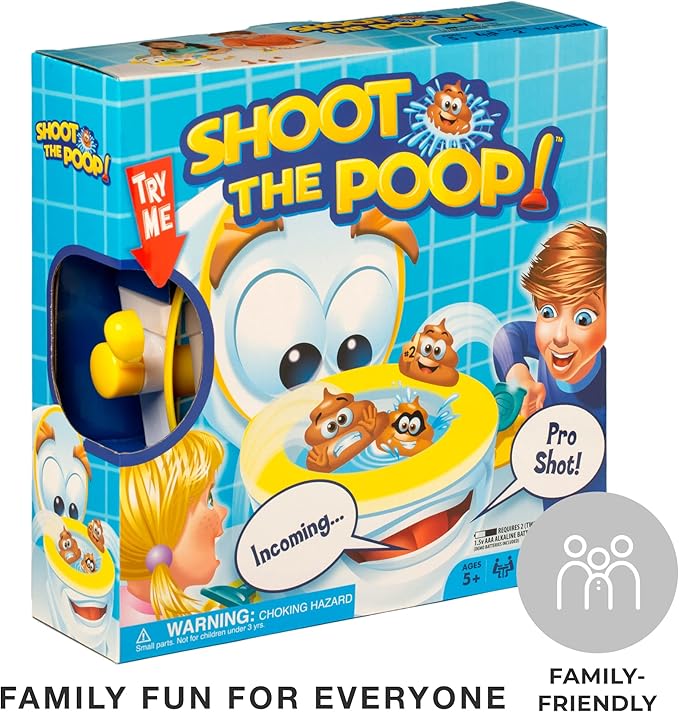 Brybelly The Original Shoot The Poop - Funny Family Game - Fast and Frenzied Flushing Poop Game with Fun Sounds for Kids