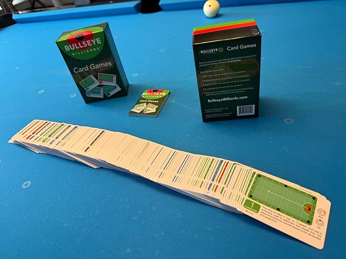 Card Games - Pool Training Aid, 200 Practice Shot Cards, 10 Game Formats, Single and Multi-Player