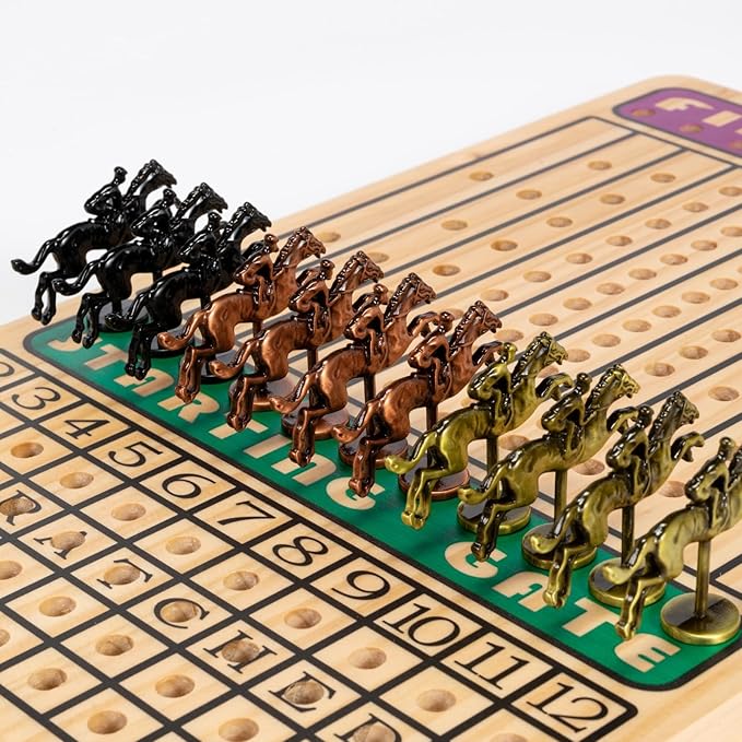 Metal Horse for Horse Racing Board Game, 5 Colors Chips, Gold×4, Rose Gold×4, Black×3