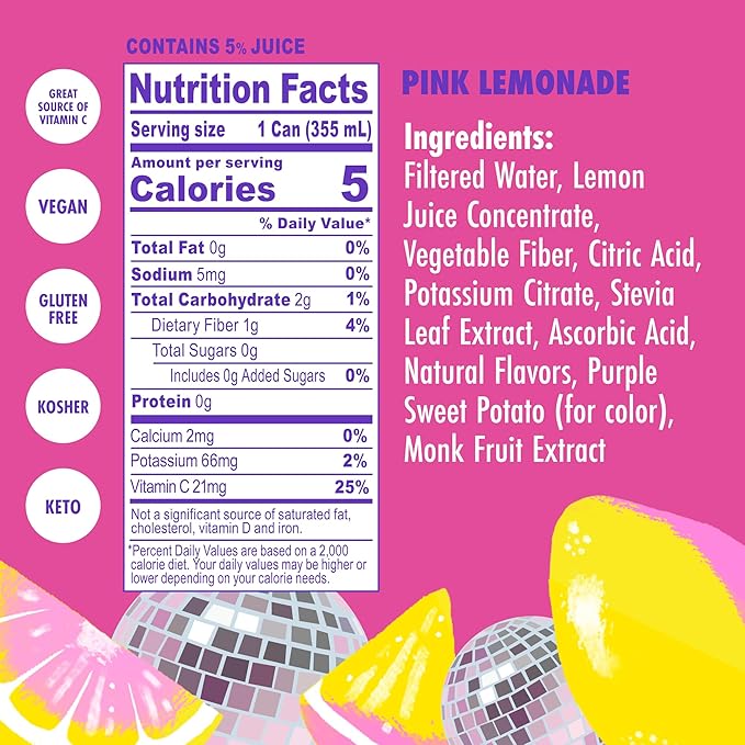 Swoon Pink Lemonade - Low Carb, Paleo-Friendly, Gluten-Free Keto Drink - Sugar Free Strawberry Lemonade Made with 100% Lemon Juice Concentrate & Sweetened by Monk Fruit, 12 Fl oz (Pack of 12)
