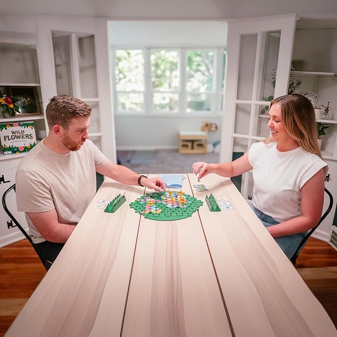 Wild Flowers Family Fun Strategy Game, Grow & Claim Flowers by Placing Tiles & Bumble Bees to Secure Your Blooms Before Others, Complete Garden Cards to Score Big! Solo Play & 1 to 4 Players Aged 8+