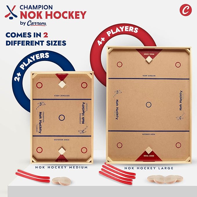Carrom Champion Nok Hockey Game (Large) — Wooden Board Games for Adults & Children — Indoor and Outdoor Games for Family — Sports Board Games
