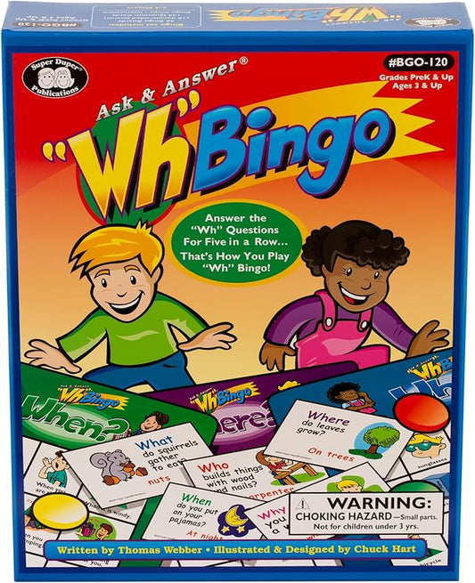 Super Duper Publications | Ask & Answer® Wh Bingo Board Game | Comprehension, Verbal, and Communication Skills | Who, What, Where, When, and Why Questions | Educational Resource for Children