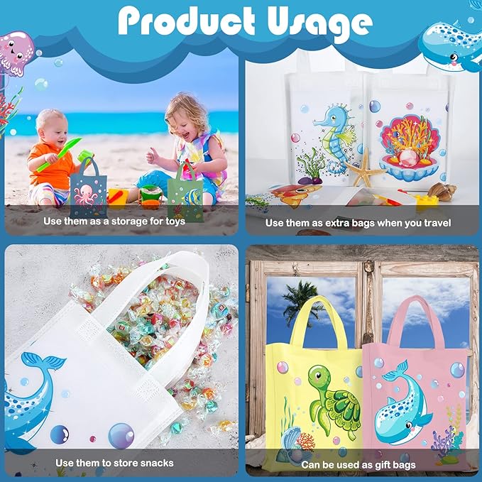 Ferraycle 24 Pcs Sea Animals Party Favor Bags Under the Sea Goodie Bags Cute Marine Favors Treat Supplies for Baby Shower Birthday Party Decor