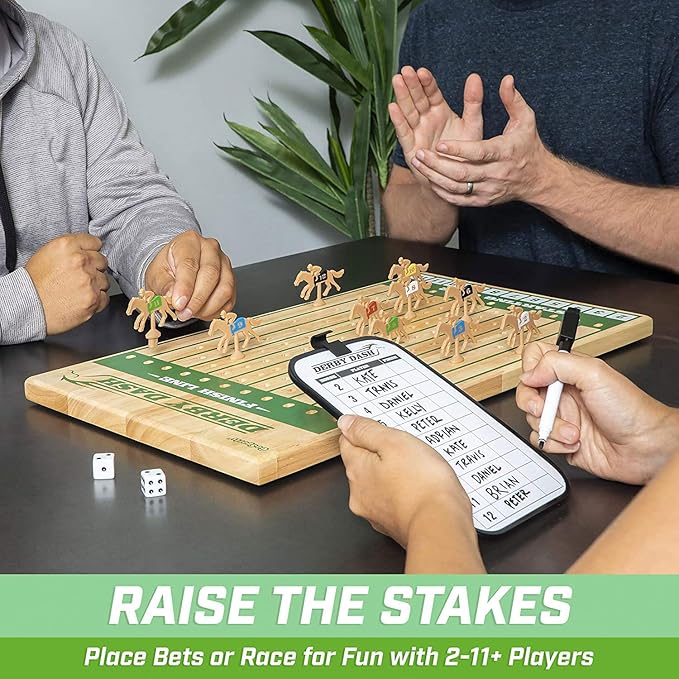 GoSports Derby Dash Horse Race Game Set - Tabletop Horse Racing with 2 Dice and Dry Erase Scoreboard