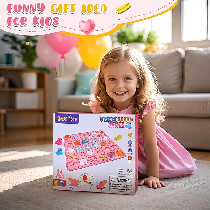 Road Builder Kids Logic Toys: Large Puzzle STEM Board Games, Educational Montessori Toys Birthday Gifts for Age 4-8 Year Old (Pink)