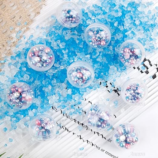 AUEAR, 100 Pack Translucent Small Round Capsules 1.1 Inch Vending Machine Empty Plastic Gumball Containers for Party Favor Prize