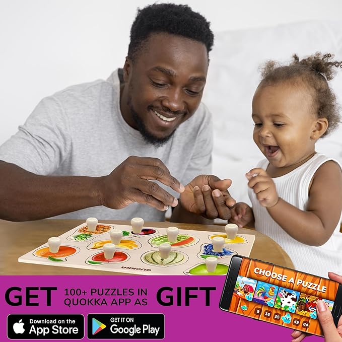 QUOKKA Wooden Puzzles for Toddlers 1-3 - 8XSET Toddler Puzzles Ages 2-4 with Rack - Learning Alphabet, Numbers and Animals Toy Puzzles for Toddlers 3-5 - Wood Games Gift for Boys and Girls