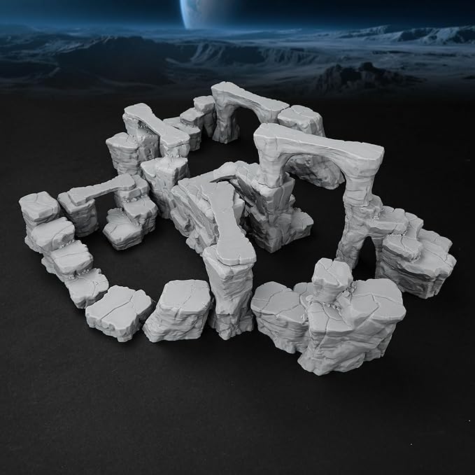 RPG Terrain AF693 The Pit Canyon Scene for DND Campaigns – The Pit Canyon Modular Scenery Set with Rock Bridges, TTRPG Structures, Map Accessories for 28–32mm Characters, Wargame and Roleplay Ready