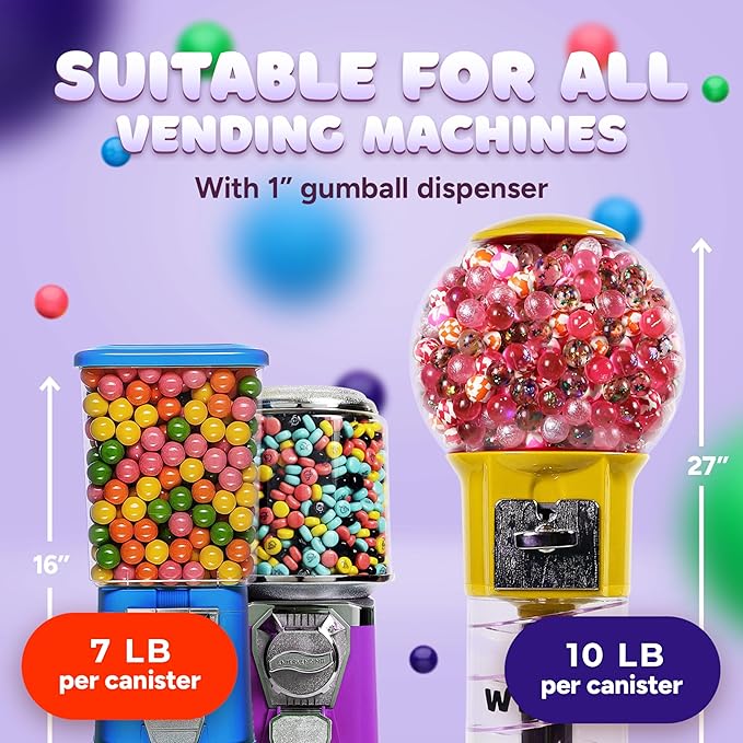 Gumballs for Gumball Machine - 1 Inch Large Double Bubble Gumballs - Assorted Fruit Flavored Bubble Gum for Kids - Sweet Gum Balls in Bulk 1.7 Lb - Chewing Gum for Kids